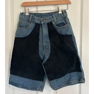 Special Seruchi Paris Denim Shorts Suede Front Size 9/10 Vintage Chaps